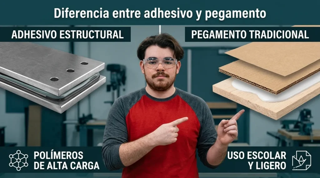Diferencia entre adhesivo y pegamento